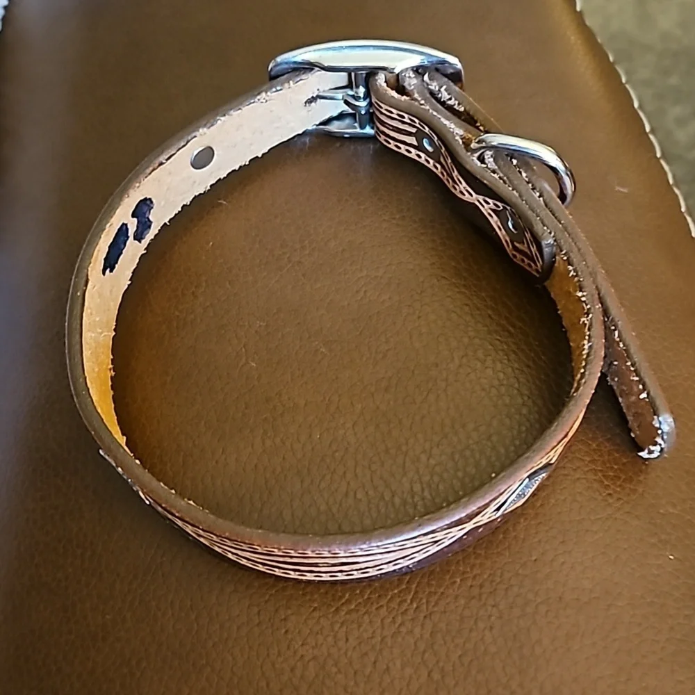 TEXAS LEATHER MFG Brown Western Leather Dog Collar NWOT